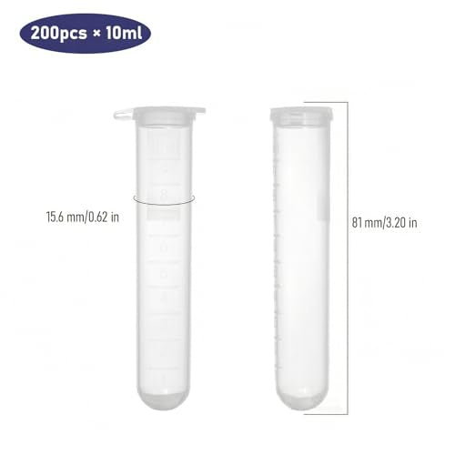 200pcs 10ml Centrifuge Tubes Clear Plastic Vials EP Lab Vials - style: 200pcs 10ml