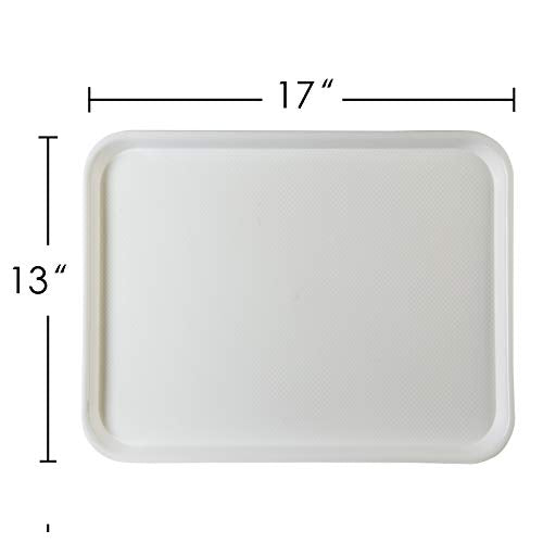 Eslite Rectangular Plastic Serving Trays,Fast Food Serving Cafeteria Trays,17"X13",Set of 6(White) - color: White