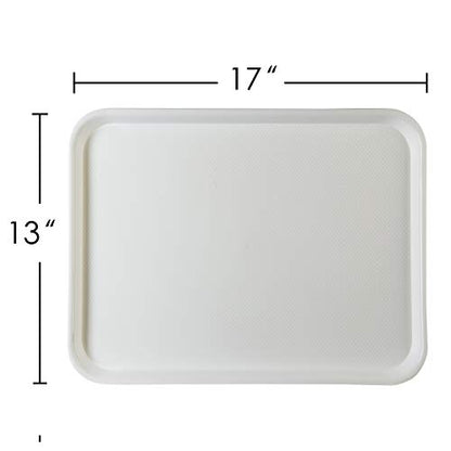 Eslite Rectangular Plastic Serving Trays,Fast Food Serving Cafeteria Trays,17"X13",Set of 6(White) - color: White