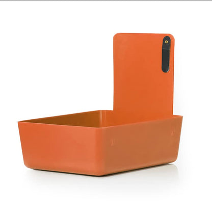 4/Pk Dental Lab Pan Medium Plastic Dental Medical Pro Lab Working Pan with Stainless Steel Clip (Orange) - color: Orange