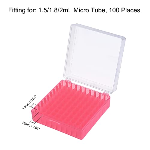 uxcell Centrifuge Tube Freezer Storage Box 100 Places Waterproof Polypropylene Lockable Cryogenic Holder Rack for 1.5/1.8/2ml Microcentrifuge Tubes Vials Samples, Red - color: Red