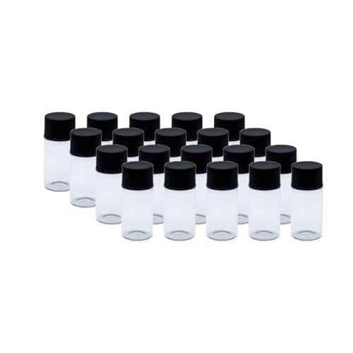 20pcs 10ml Glass Sample Vials, Liquid Sampling Small Glass Bottle Storage Container with PE Liners Black Screw Caps Leak-Proof for Essential Oil, and Specimen Samples, Clear - color: Clear, size: 10ml