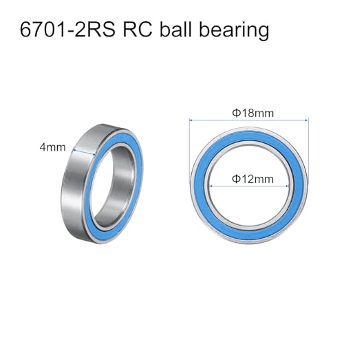 uxcell 20pcs 6701-2RS Miniature Bearings 12x18x4mm, Double Sealed, Blue - color: Blue, size: 6701-2RS
