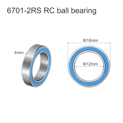 uxcell 20pcs 6701-2RS Miniature Bearings 12x18x4mm, Double Sealed, Blue - color: Blue, size: 6701-2RS