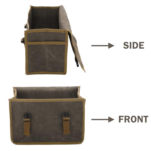 Canvas Tool Storage Bag - Portable Garden Tool Carrying Case with 3 Pockets + 2 Release Buckles, Multi-Purpose 16OZ Waxed Canvas Tool Tote Bag | 11.5"L x 6"W x 7.5"H | Grey - color: Grey