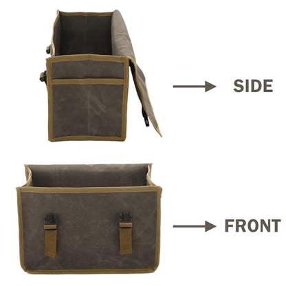 Canvas Tool Storage Bag - Portable Garden Tool Carrying Case with 3 Pockets + 2 Release Buckles, Multi-Purpose 16OZ Waxed Canvas Tool Tote Bag | 11.5"L x 6"W x 7.5"H | Grey - color: Grey