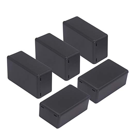 Zulkit 5Pcs Project Boxes ABS Plastic Electrical Project Case Power Junction Box Black 2.40 x 1.41 x 0.98 inch (61 x 36 x 25 mm) - color: 5 PCS, size: 2.40" x 1.41" x 0.98"