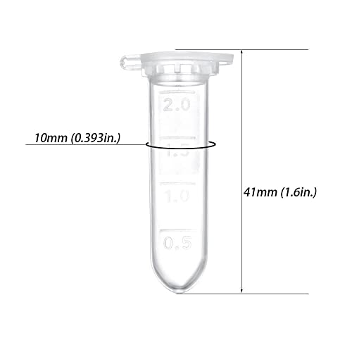 2ml Microcentrifuge Tubes 500pcs, EO Sterilized Plastic Small Vials with Caps for Sample Storage Without Leakage(500) - size: Sterile 2ml 500pcs