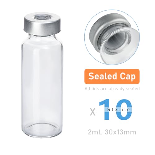 10 Pack 20ml Sealed Sample Glass Vials with Self Healing Injection Port - size: 20ML