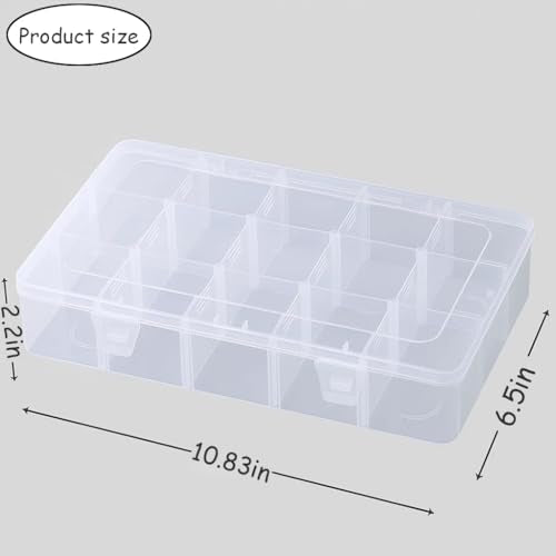 3pcs Clear Storage Small Parts Organizer Box Storage Bin With Dividers Multi Compartment for Beads Art DIY Tackle Box Organizer (CM-15 compartments) - color: 15 compartments