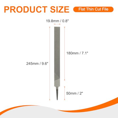 HARFINGTON 2pcs Flat Thin Cut File 8" Double Cut Teeth High Carbon Steel Hand Rasp File without Handle for Metal Wood Deburring Removing - size: 8", style: Thin