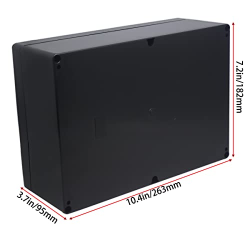 Watertight Junction Box, IP67 Waterproof Project Box Durable ABS Plastic Electronic Enclosure Case for DIY Electrical Project Black 10.35" x 7.17" x 3.74"(263 x 182 x 95 mm) - size: 10.35" x 7.17" x 3.74"