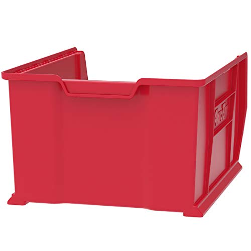 Akro-Mils 30289 Super-Size AkroBins Plastic Storage Bins, Space-Saving Stackable Bins for Garage, Classroom, Warehouse Organization, 24" L x 18" W x 12" H, Red, 1-Pack - color: Red, (1-Pack)