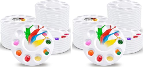 Paint Tray Palette,60pcs Paint Trays for Kids,Plastic Paint Pallet or Pupils to Painting,DIY Craft,Play Party at Home,Kindergarten or School (Pack of 2) - size: 60pcs (Pack of 2)