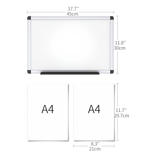 VIZ-PRO Magnetic Whiteboard, 18 x 12 Inches, Dry Erase Board for Wall - size: 18"W x 12"H