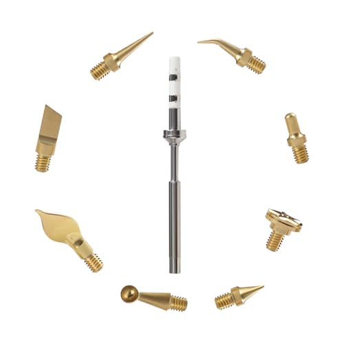 3D Printer Accessories Heat Set Insert Tool TS100 936 Soldering Iron Adapter: 8Pcs Finished Brass Trimming Head with Connector Threaded Mating Design for 3D Printing Filament Plastic Print