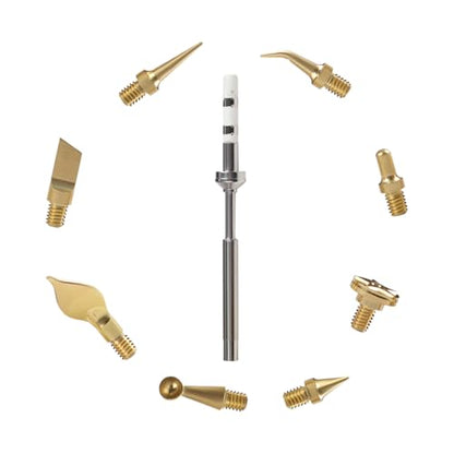 3D Printer Accessories Heat Set Insert Tool TS100 936 Soldering Iron Adapter: 8Pcs Finished Brass Trimming Head with Connector Threaded Mating Design for 3D Printing Filament Plastic Print