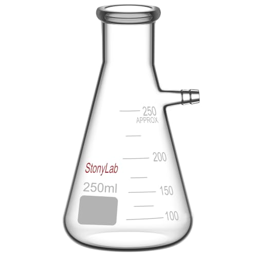 StonyLab Glass 250ml Heavy Wall Borosilicate Glass Filtering Flask, Bolt Neck with Tubulation, 250ml - size: 250 ml