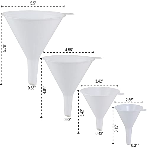 Oil Funnel Set - Plastic Funnels for Automotive & Kitchen - color: White
