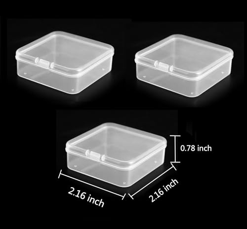40 Pack 5.5cm Small Clear Storage Box,Clear Plastic Beads Storage Containers Box with Hinged Lid for Small Items and Craft Projects