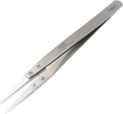FEITA Precision Pointed Ceramic Tweezers - Temperature Resistant and Anti-Magnetic White Fine Pointy Ceramic Tips Twizzers - For Electronic Repair, DIY Crafting Hobby Tools - 1 Pc (White - Tip) - color: White - Tip