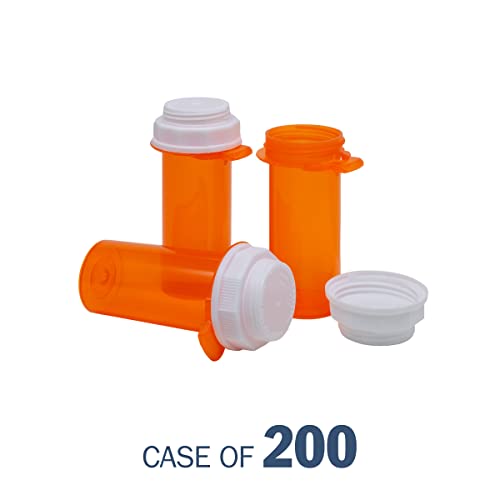 Ezy Dose Pill Container & Vial, 13 Dram Storage, Push-Tab, Organizer of 200