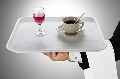 Eslite Rectangular Plastic Serving Trays,Fast Food Serving Cafeteria Trays,17"X13",Set of 6(White) - color: White