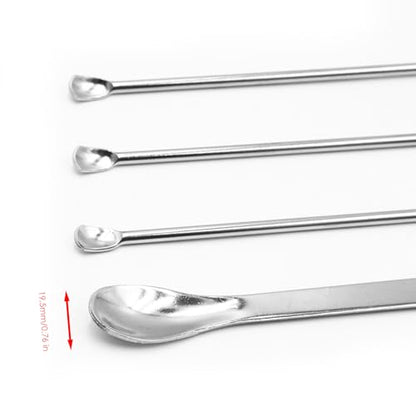 1 Set Stainless Steel Micro Sampling Spoons and Spatulas Lab Reagent Spoon Spatula Set Pack of 4 Laboratory Supplies