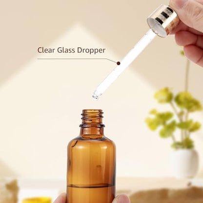 20 Pack 50ml Amber Glass Sample Dropper Bottles with Golden Caps - color: Amber, size: 50mL-20pcs