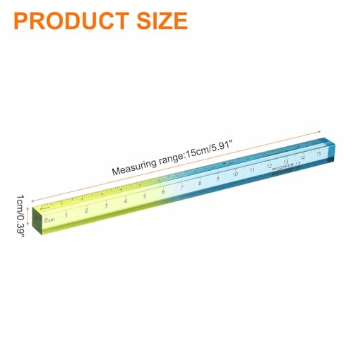 HARFINGTON Acrylic Clear Straight Rulers 15cm Metric,Blue Yellow - color: Blue Yellow, size: 15cm