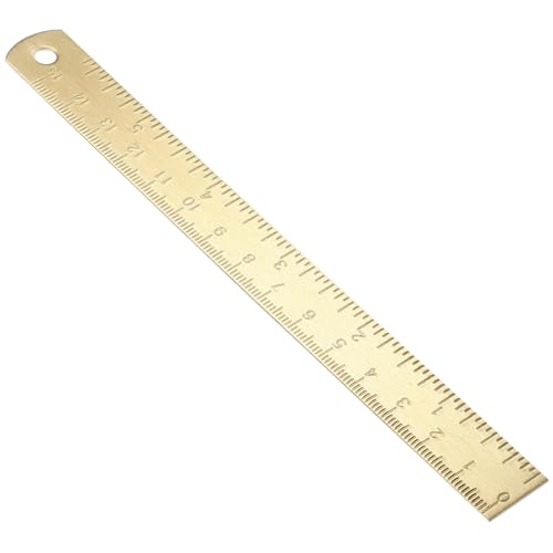 TEHAUX Brass Ruler Drawing Tool Multi-Functional Measuring Ruler for Students Architects Engineers Artists Portable Drafting and Design Tool 6.5×0.67×0.04 inch