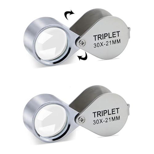 30X Jewelers Loupe Magnifier 2 Pcs Foldable Pocket Magnifying Glass - size: 2pcs