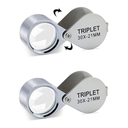 30X Jewelers Loupe Magnifier 2 Pcs Foldable Pocket Magnifying Glass - size: 2pcs