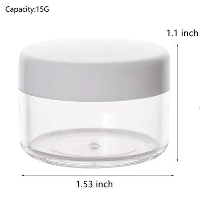100 Count Empty Makeup Jars 15g Cosmetic Containers with Lids Leak Proof Sample Containers Refillable Plastic Containers - White - color: White, size: 15g (100 Count)