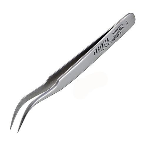 ENGINEER 120mm Titanium Curved Tip Tweezers (J) Made in Japan, Anti-magnetic, Rust-proof, Lightweight. PTN-03 - style: Bent Type: 4.7 inches (120 mm)