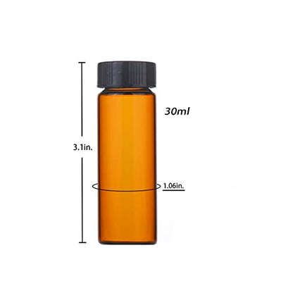 30ml Amber Small Glass Vials 30pcs with Screw Caps(30pcs) - color: Amber, size: 30ml 30pcs