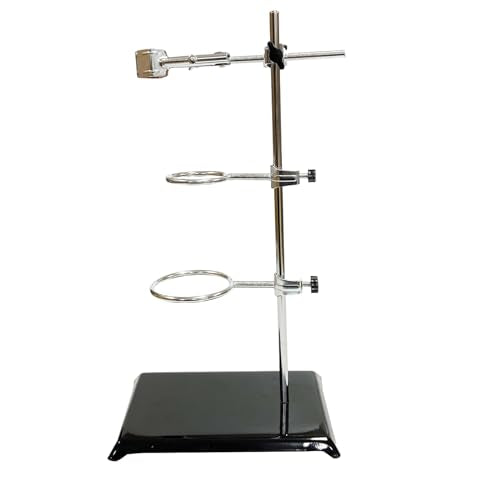 Laboratory Stand Support, Chemistry Test Tube Holder,Lab Table Clamp Stand W/ Burette Clamp And Flask Ring Clamps (16IN)