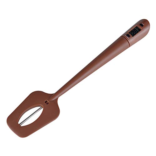 HUOZHI Digital LCD Candy Spatula Thermometer, Instant Read Meat & Candy Thermometer Temperature Reader & Stirrer in One BPA Free Food Grade Silicone - color: Brown