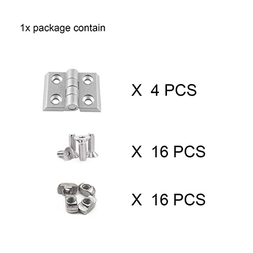 4 Sets 10 Series Aluminum Extrusion Profiles Pivot Hinge Bracket Install Kit Connector, 4Pcs 1010 Hinge with T-Nuts Screw Bolt for 1" x 1" 1 Inch x 1 Inch Extruded Aluminum Rail - style: 4 sets pivot hinge with m5