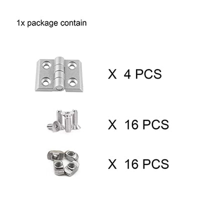 4 Sets 10 Series Aluminum Extrusion Profiles Pivot Hinge Bracket Install Kit Connector, 4Pcs 1010 Hinge with T-Nuts Screw Bolt for 1" x 1" 1 Inch x 1 Inch Extruded Aluminum Rail - style: 4 sets pivot hinge with m5