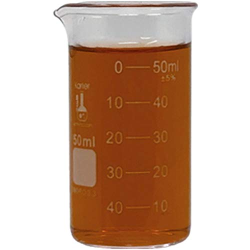 Glass Beaker Set, Tall Form, 3 Sizes - 50, 100 and 250ml, 3.3 Borosilicate Glass, Double Scale, Graduated, Karter Scientific 213F18 - size: 50/100/250ML, style: SET