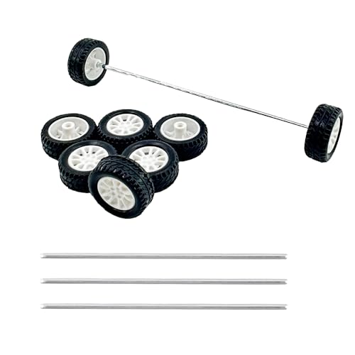 8PCS Toy Car Wheel RC Car Rubber Tire Wheel with Metal Shaft Axles for RC Car Truck Robot DIY Model Car Building Parts (2x20mm) - style: 2x20mm
