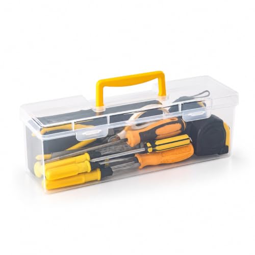 Tool Storage Box, Small Parts Organizer with 1 Outer Box & 6 Removable Dividers, Hardware Container Gift for Men Screws, Nuts, Electronics, Crafts, Fishing, Garage, Father's Day