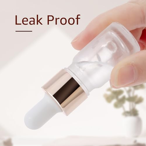 30 Pack 5ml Frosted Glass Dropper Sample Bottles, Rose Golden Caps - color: Frosted, size: 5mL-30pcs