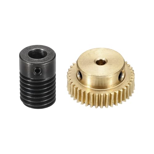 uxcell Worm Gear Set 40T 0.5 Mod 1:40 Brass Gear-3mmOD,1045 Steel Rod 6mmOD - size: Gear-3mm, Rod-6mm Bore, style: 0.5M-40T