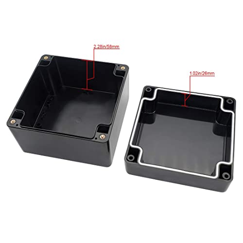 LeMotech ABS Plastic Electrical Project Case Power Junction Box, Project Box Black 4.7" x 4.7" x 3.5" (120 x 120 x 90 mm)(Pack of 1) - color: Black (1 pack), size: 4.7" x 4.7" x 3.5"