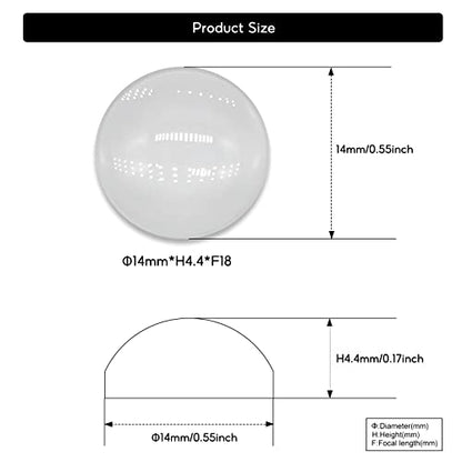 5PCS X Optical Glass Lens Without Edge Dameter 14MM Flat-Convex Lens, Focusing LED Convex Lens (Φ14mm*H4.4*F18) - size: Φ14mm*H4.4*F18