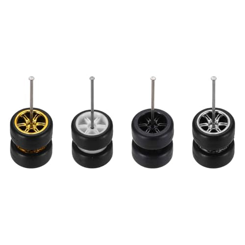 MECCANIXITY 4 Set 1/64 Wheels and Tires Set, 6-Spoke 11 x 5.4mm