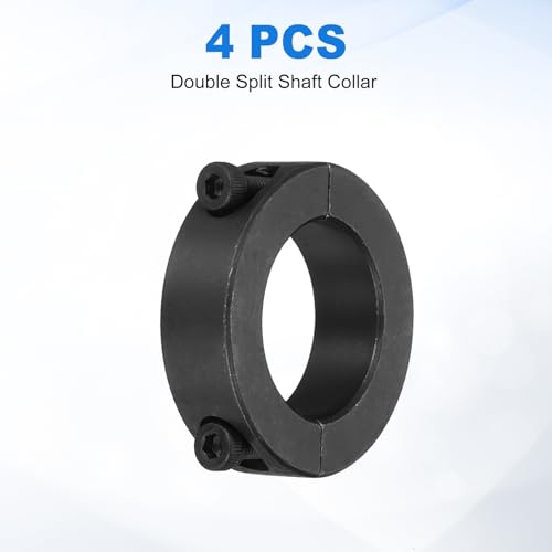 uxcell 4pcs Double Split Shaft Collars 22mm Bore, Two-Piece Clamping Collar 35mm OD 10mm Thickness Carbon Steel Lock Collar Clamp with Set Screws (Black Oxide) - size: 22mm x 35mm x 10mm