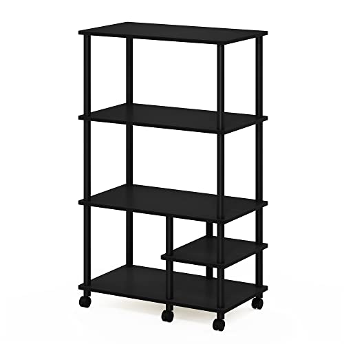 Furinno Turn-N-Tube 4-Tier Toolless Kitchen Storage Shelf Cart, Americano/Black - color: Americano/Black, size: 4-Tier